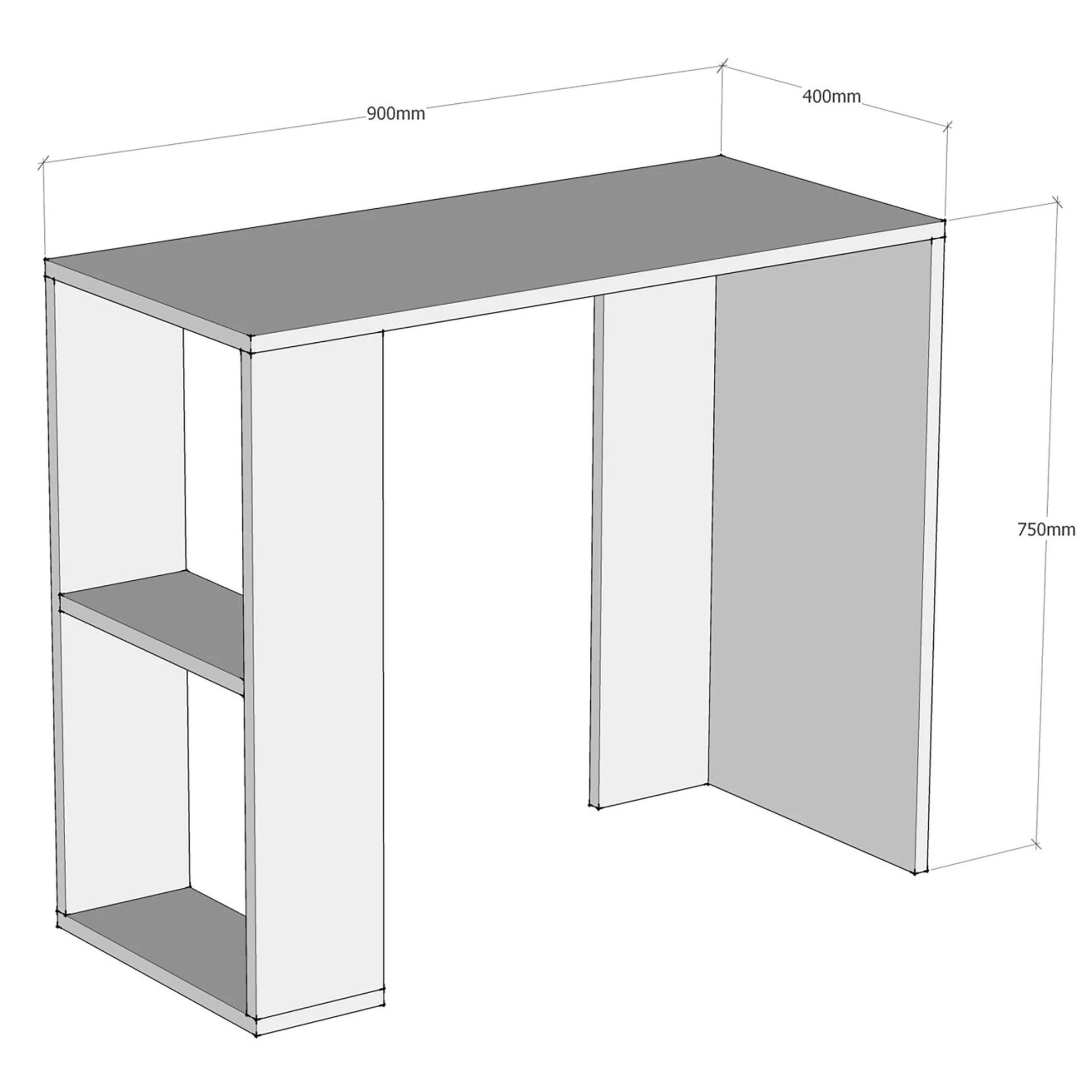 In And OutdoorMatch Bureau Stuart - Met Plank - 75x90x40 cm - Wit - Spaanplaat - 2 Open Compartimenten - Modern Design Desk