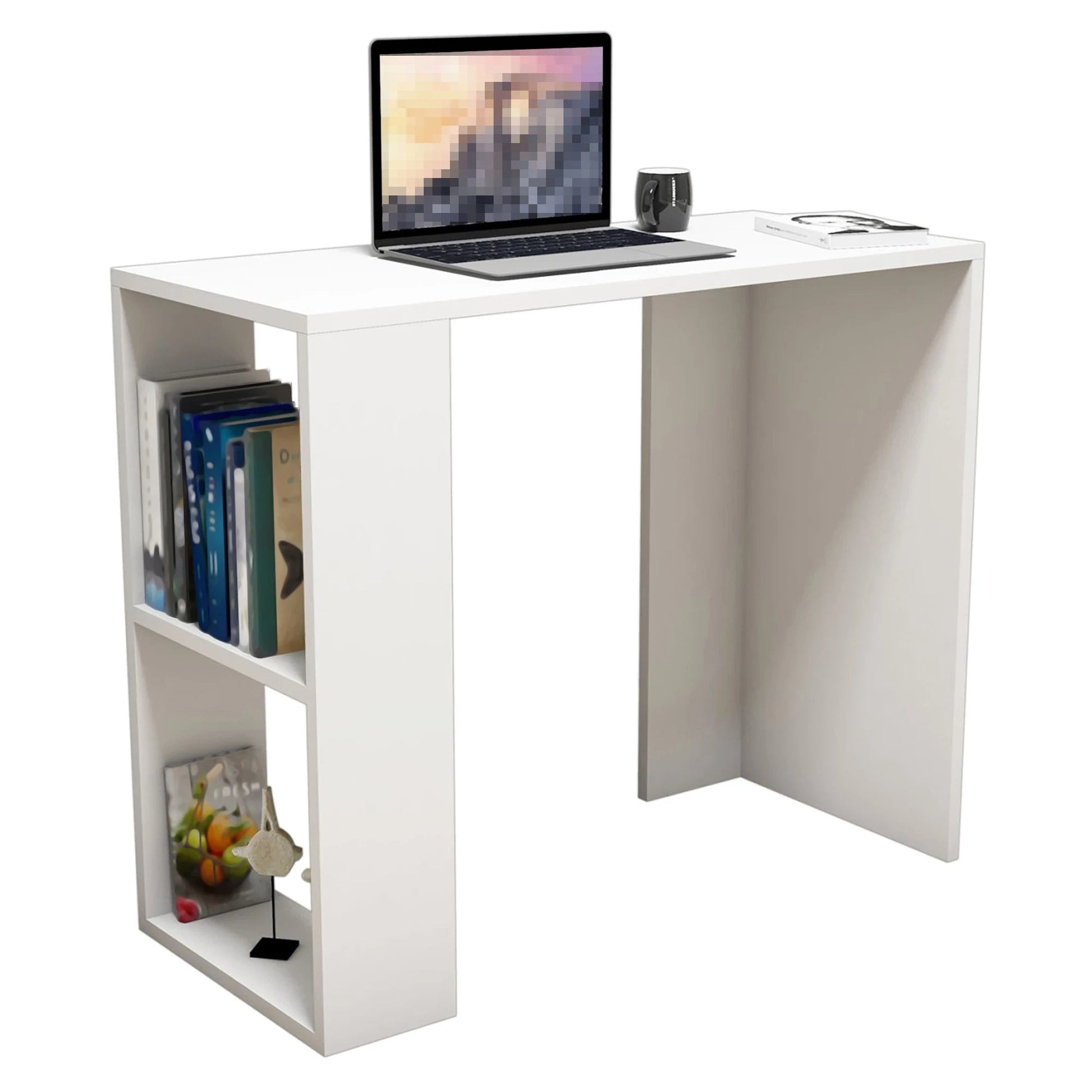 In And OutdoorMatch Bureau Stuart - Met Plank - 75x90x40 cm - Wit - Spaanplaat - 2 Open Compartimenten - Modern Design Desk