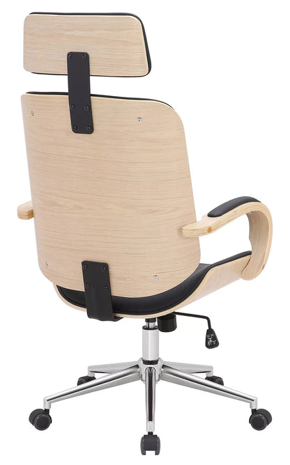 In And OutdoorMatch Bureaustoel Thaddeus - Kunstleer - Zwart - Ergonomisch - 49 x 45x125cm - Hoogte Verstelbaar - Zithoogte 45 - 52cm - Deluxe Bureaustoel