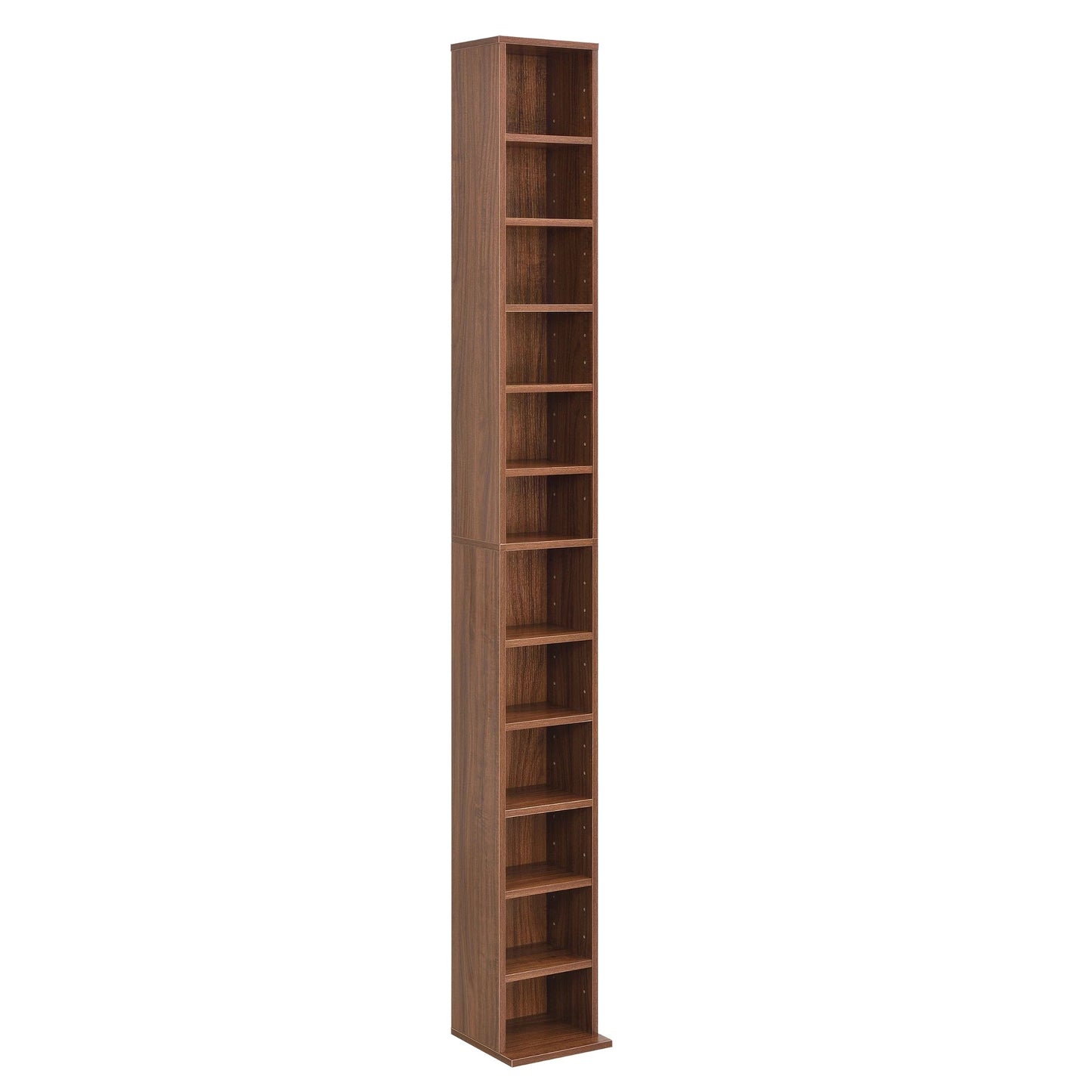 In And OutdoorMatch CD/DVD Kast Compartiment Reed - Kast - Met 12 Planken - 120x20x20 cm - Walnootkleurig - Spaanplaat - Modern Design Boekenplank