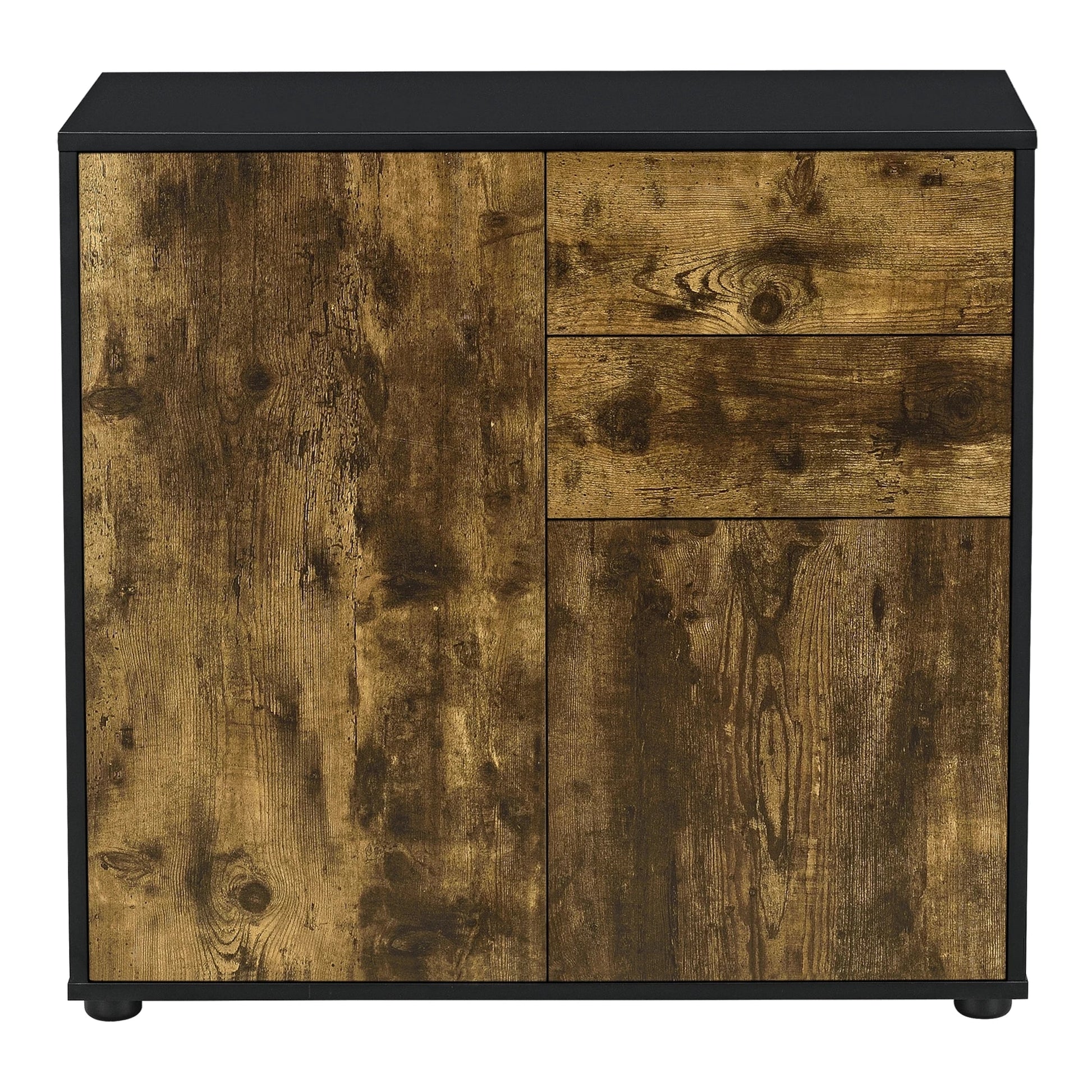 In And OutdoorMatch Commode Drake - Duw en Open - 74x79x36 cm - Zwart en Hout Donker - Spaanplaat - Modern Design Kast