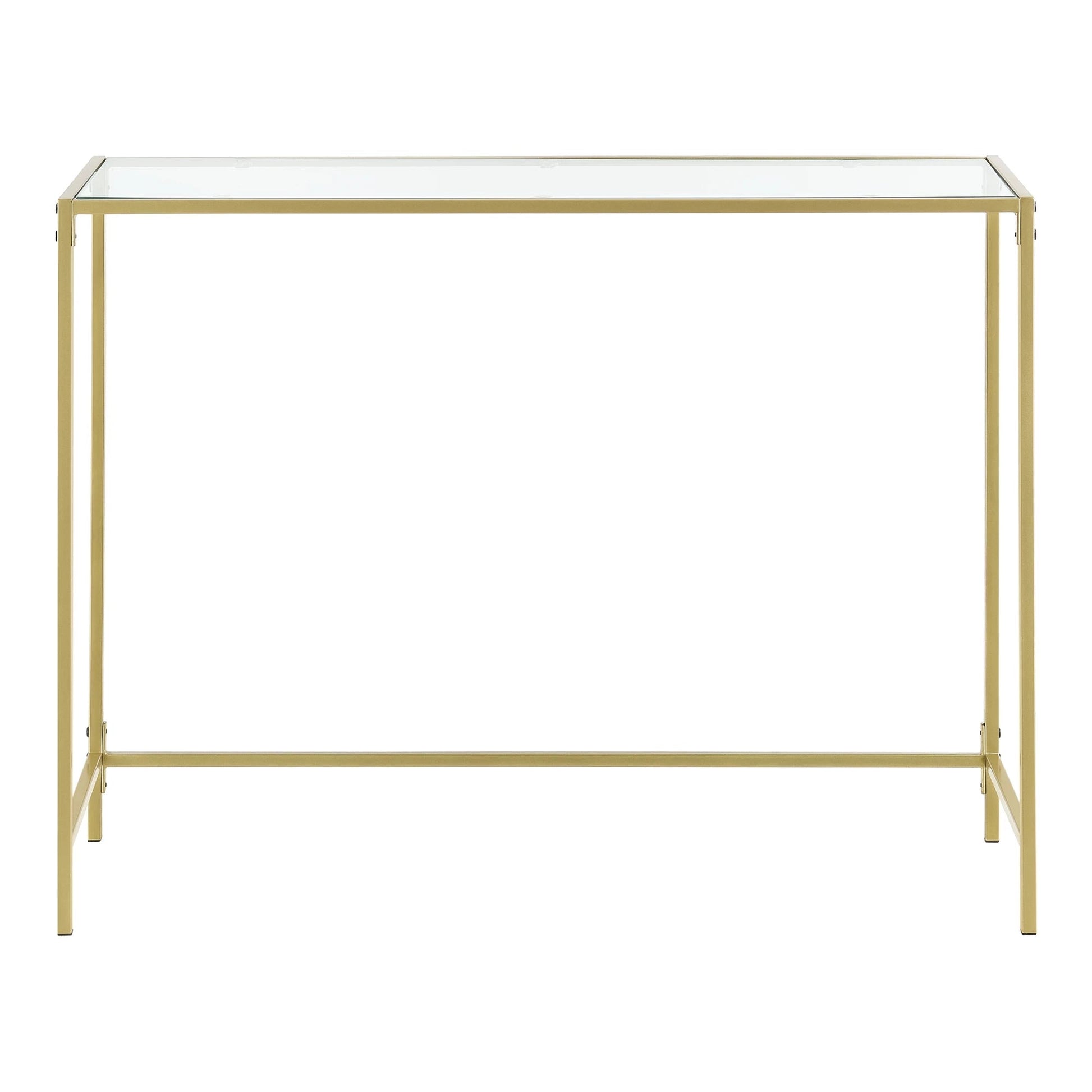 In And OutdoorMatch Consoletafel Christop - Wandtafel - Haltafel - Bijzettafel - Glas - 100x35x80 cm - Goud - Stijlvol design Consoletafel