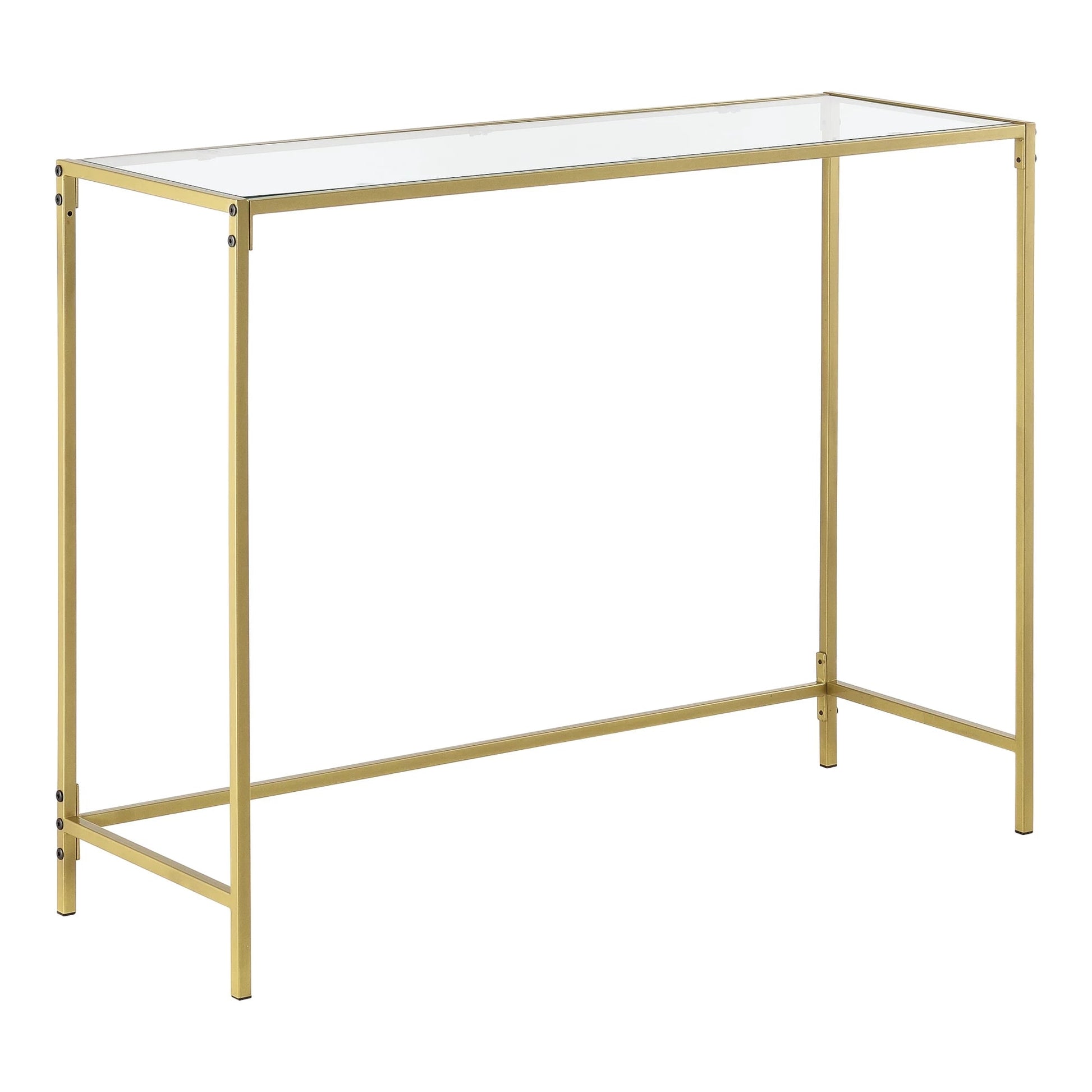 In And OutdoorMatch Consoletafel Christop - Wandtafel - Haltafel - Bijzettafel - Glas - 100x35x80 cm - Goud - Stijlvol design Consoletafel