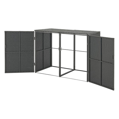 In And OutdoorMatch Containerconversie Carlee - Donkergrijs - 111x148x80 cm - Staal en polyrotan - Weerbestendig Afvalcontainer