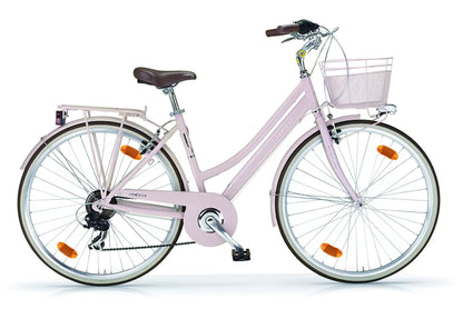 In And OutdoorMatch Damesfiets Jonatane - Stadsfiets 28 inch - Met 18 versnellingen - Fietsmand - Framemaat 46 cm - V-brakes en remgrepen - Roze Stadshybride derailleur