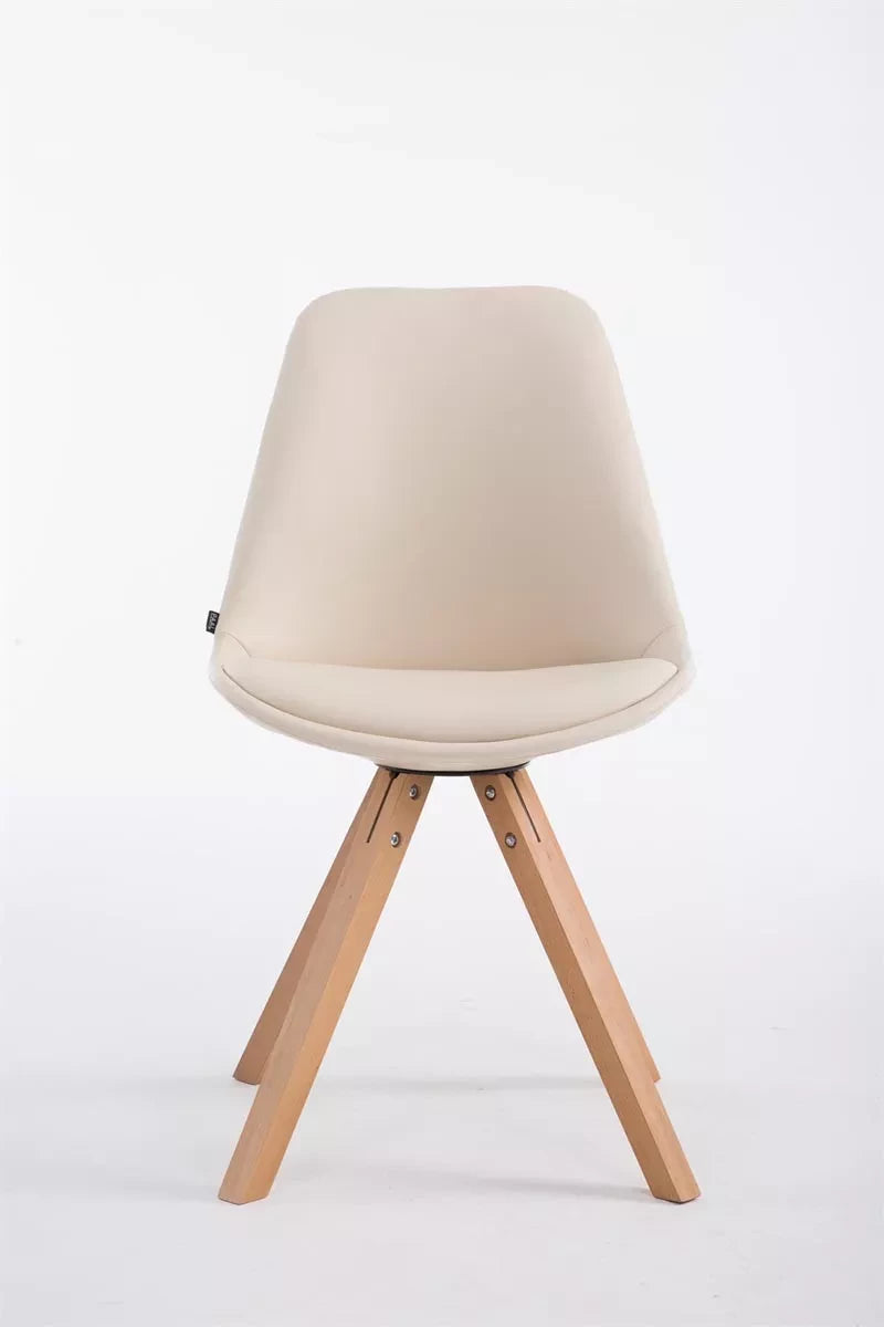 In And OutdoorMatch Design Eetkamerstoel Daniela - Creme - Zonder armleuning - Met rugleuning - Set van 1 - Woonkamerstoelen - Keukenstoelen - Kunstleer Eetkamerstoel