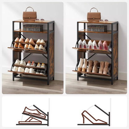 In And OutdoorMatch Dressoir en schoenenkast Bart - 2 in 1 - Industrieel - Schoenenrek - Consoletafel - Gangtafel - Bijzettafel - 95cm shoe rack