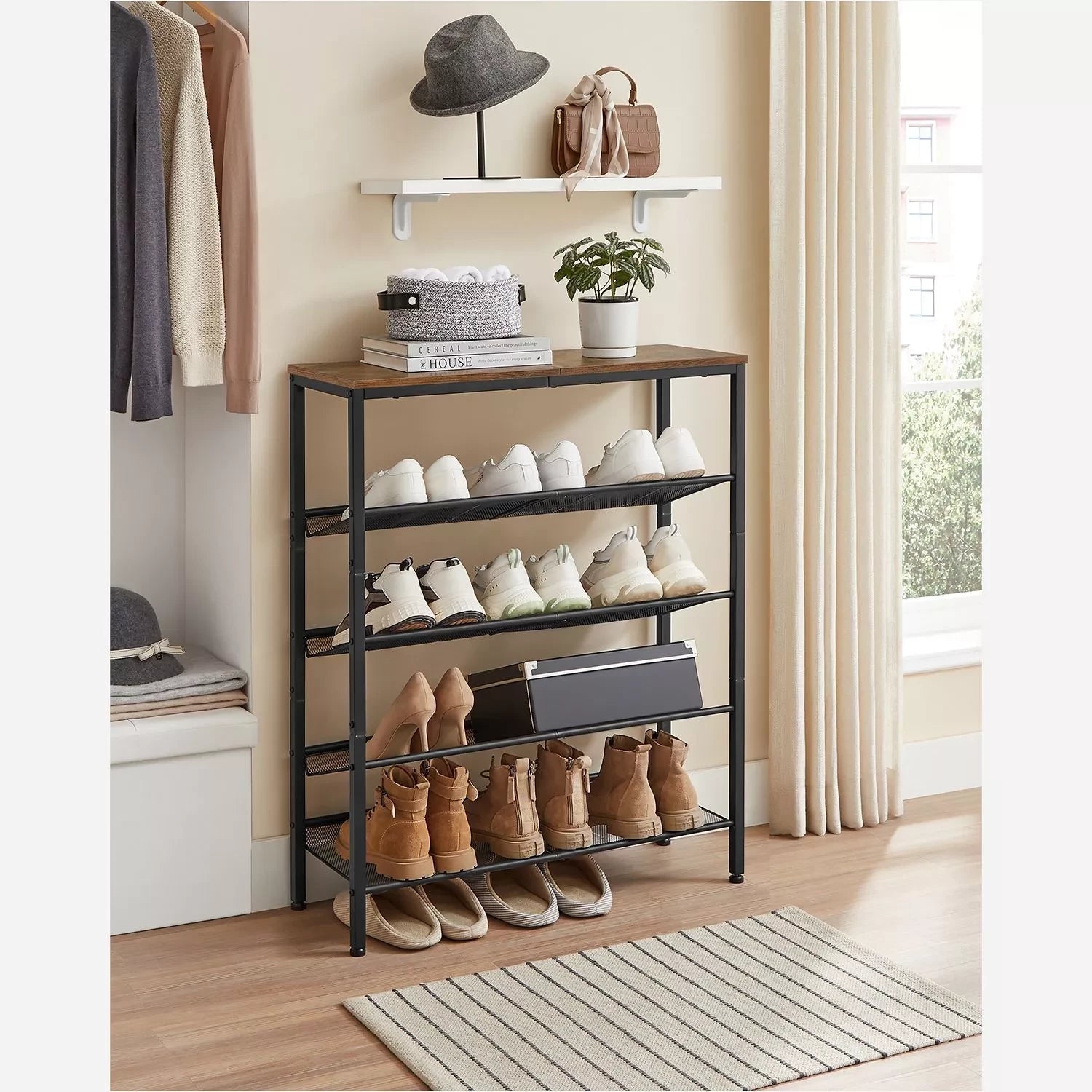 In And OutdoorMatch Dressoir en schoenenkast Otilia - 2 in 1 - Industrieel - Schoenenrek - Consoletafel - Gangtafel - Bijzettafel shoe rack