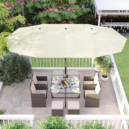 In And OutdoorMatch Dubbele Parasol Antonetta - 460x270cm - Extra Large - UV Bescherming tot UPF 50+ - met Slinger Markt - Zonder Standaard - Wit Sunshade