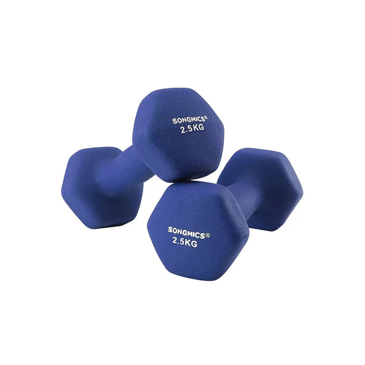 In And OutdoorMatch Dumbbells Set Darion - 2x2.5kg - Krachttraining - Thuis - Gym - Blauw Dumbell set