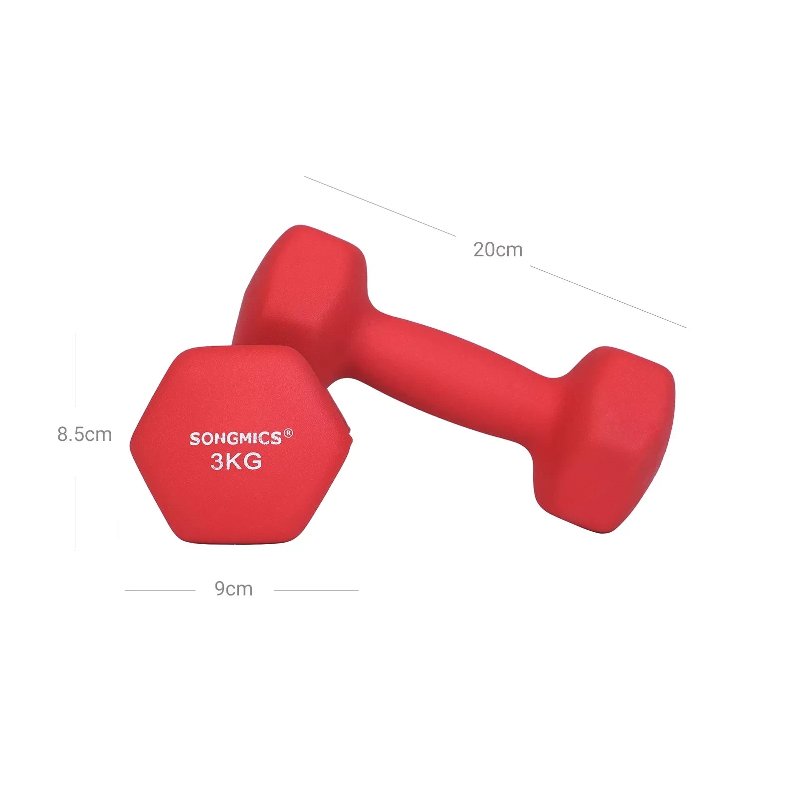 In And OutdoorMatch Dumbbells Set Zaria - 2x3,0kg - Rood - 20x8,5cm - Thuis - Gym - Kantoor Dumbell set