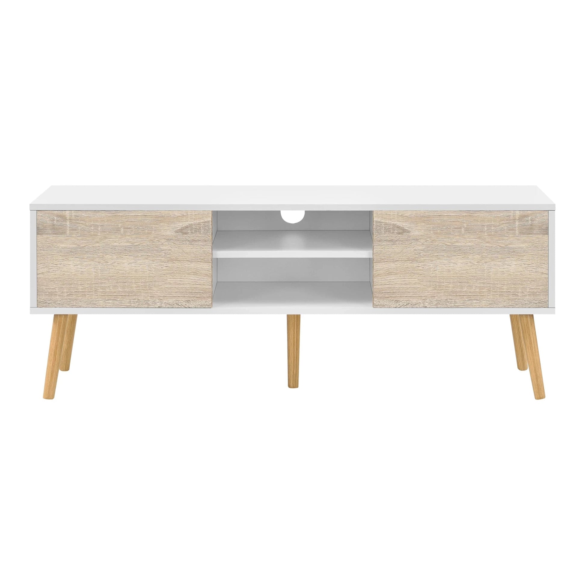 In And OutdoorMatch Earnest-meubel Graca - 120x29,5x46,5 cm - Wit Eiken - Spaanplaat en Hout - Stijlvol design TV cabinet