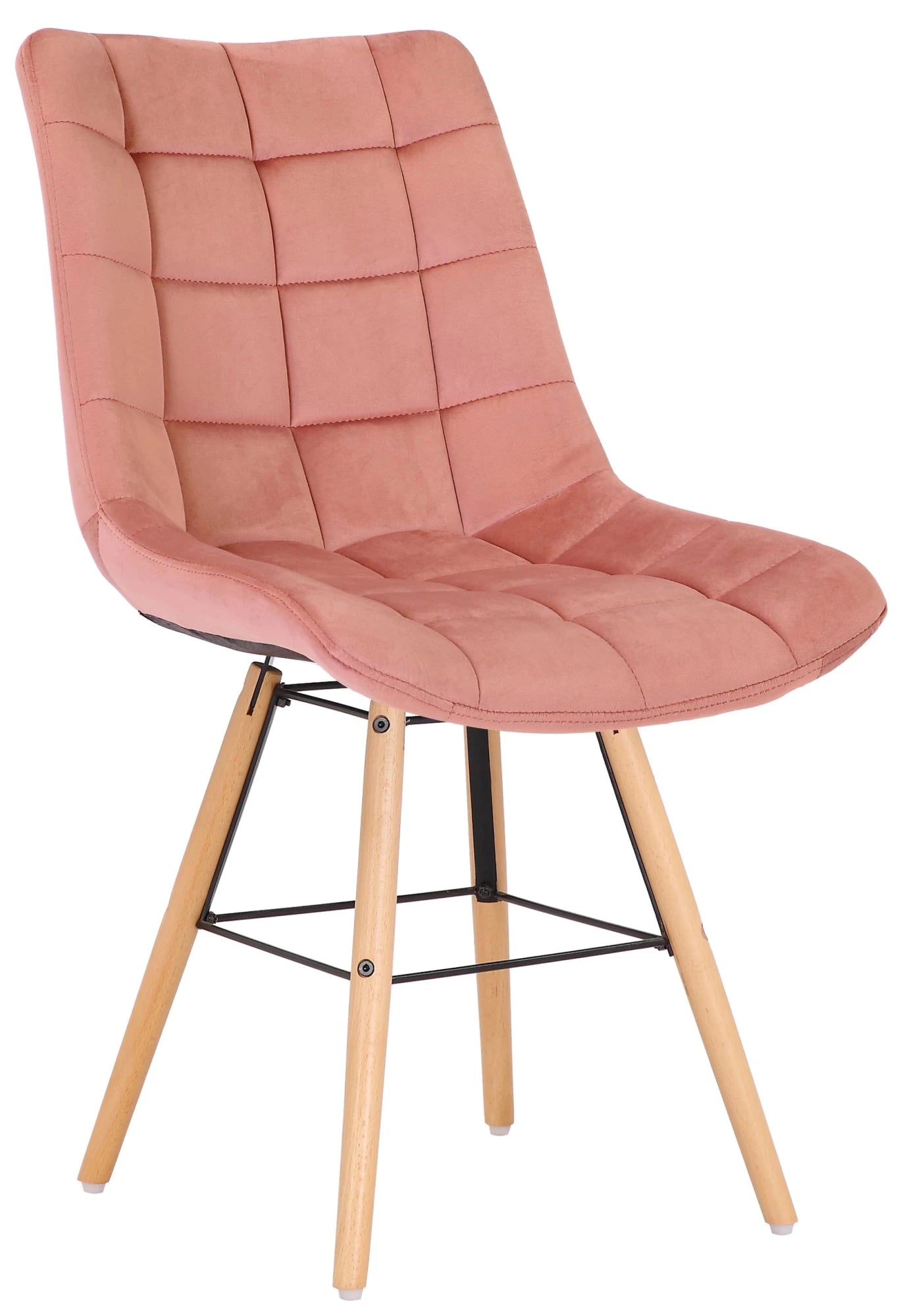 In And OutdoorMatch Eetkamerstoel Gloria - Roze en Hout - Fluweel - Hoogwaardige bekleding - Stijlvolle eetkamerstoel - Minimalistische en moderne uitstraling Eetkamerstoel