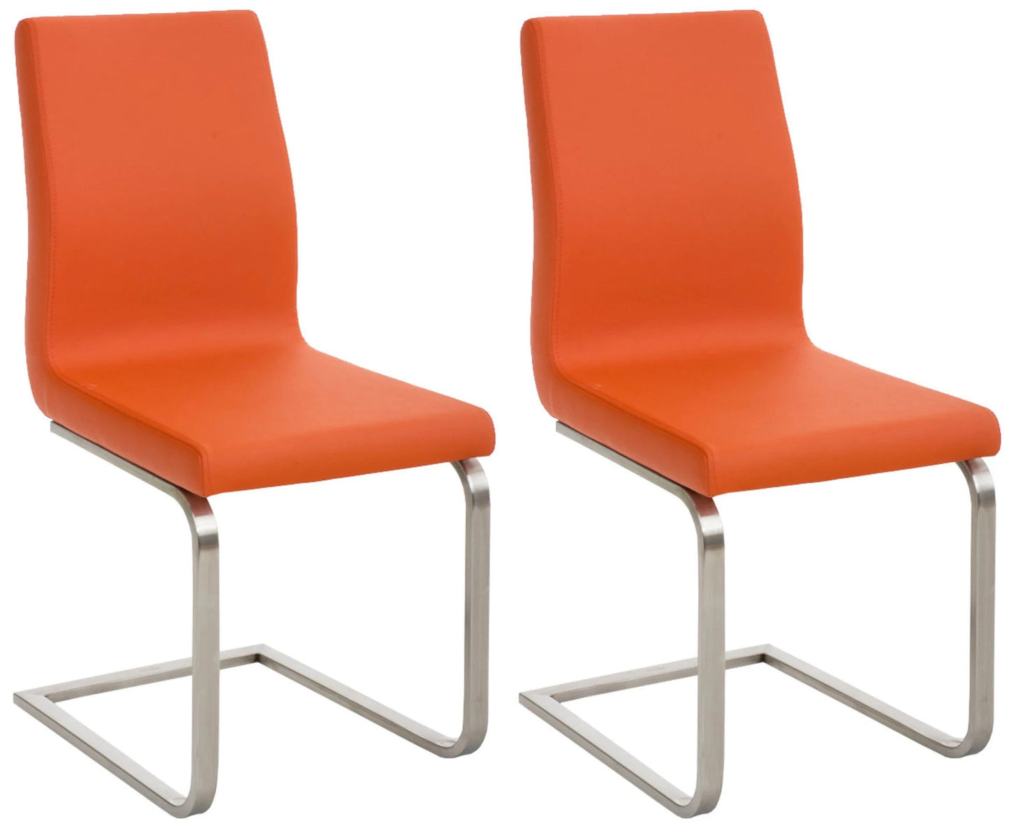 In And OutdoorMatch Eetkamerstoel Maxwell - Oranje - Set van 2 - Kunstleer - Hoogwaardige bekleding - Luxe eetkamerstoelen - Moderne uitstraling Eetkamerstoel