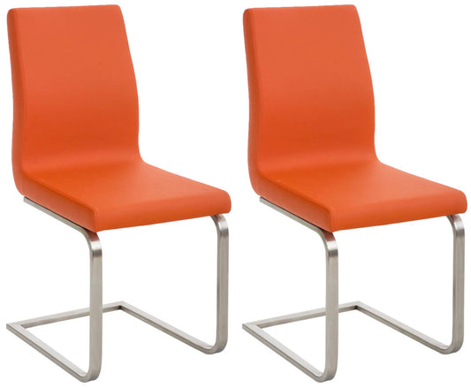 In And OutdoorMatch Eetkamerstoel Maxwell - Oranje - Set van 2 - Kunstleer - Hoogwaardige bekleding - Luxe eetkamerstoelen - Moderne uitstraling Eetkamerstoel