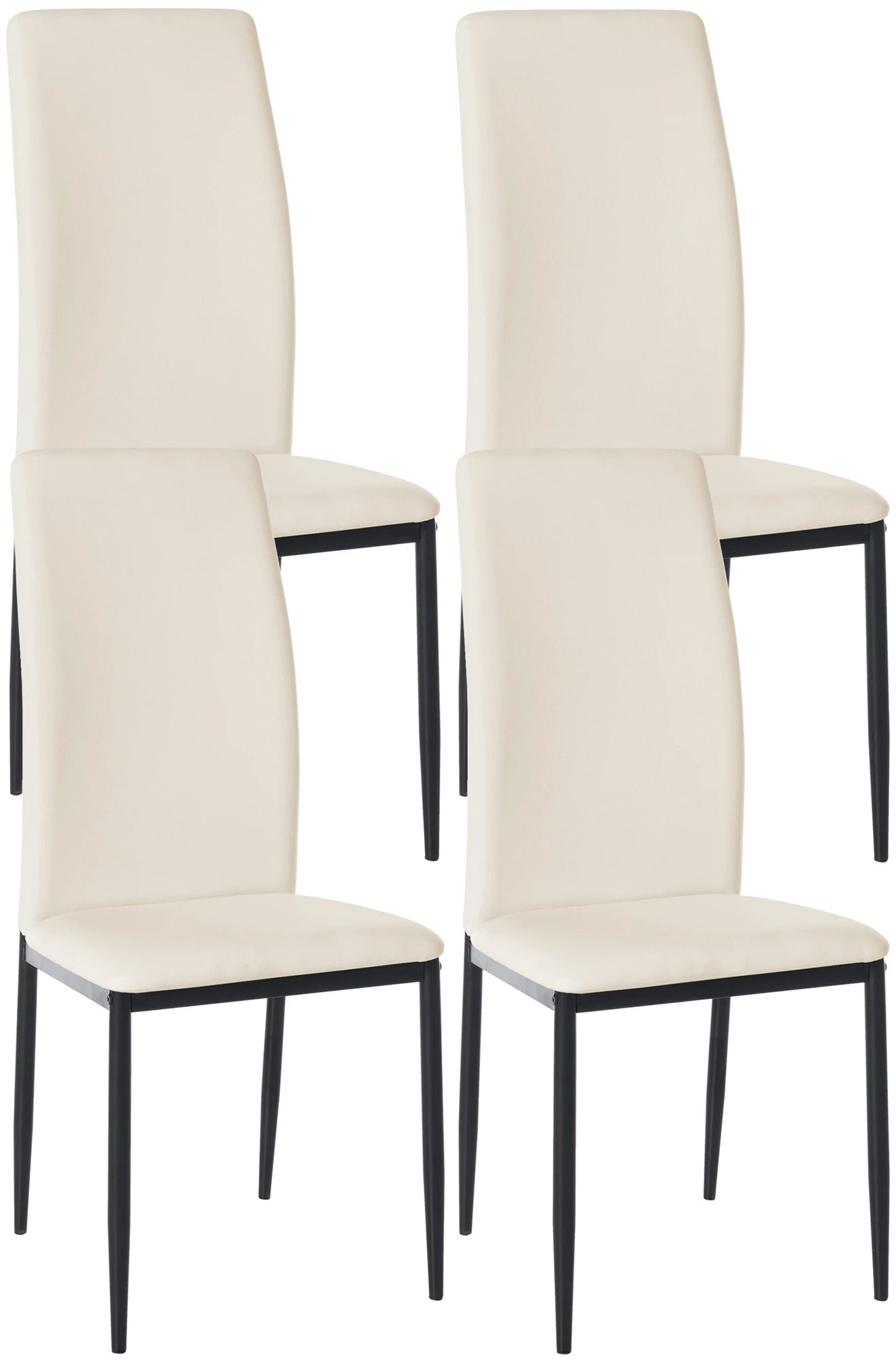 In And OutdoorMatch Eetkamerstoelen Agnes - Crème - Set van 4 - Kunstleer - Hoogwaardige bekleding - Stijlvolle eetkamerstoelen - Luxe uitstraling Eetkamerstoel