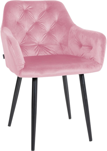 In And OutdoorMatch Eetkamerstoelen Alaya - Roze - Set van 2 - Fluweel - Hoogwaardige bekleding - Stijlvolle eetkamerstoelen - Luxe uitstraling Eetkamerstoel