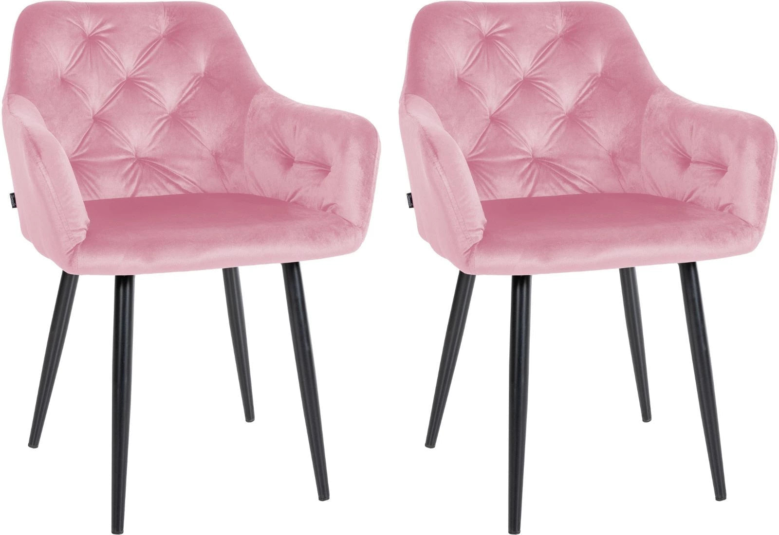 In And OutdoorMatch Eetkamerstoelen Alaya - Roze - Set van 2 - Fluweel - Hoogwaardige bekleding - Stijlvolle eetkamerstoelen - Luxe uitstraling Eetkamerstoel