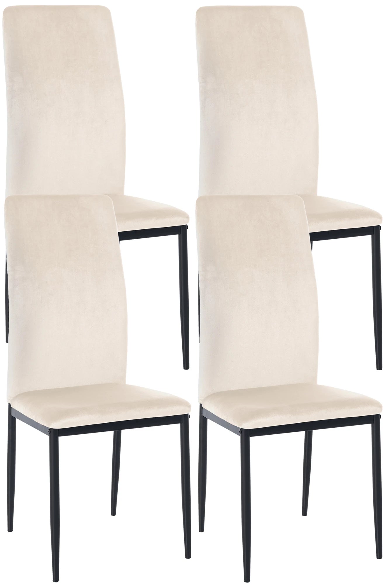 In And OutdoorMatch Eetkamerstoelen Andrina - Crème - Set van 4 - Fluweel - Hoogwaardige bekleding - Luxe eetkamerstoelen - Moderne look Eetkamerstoel