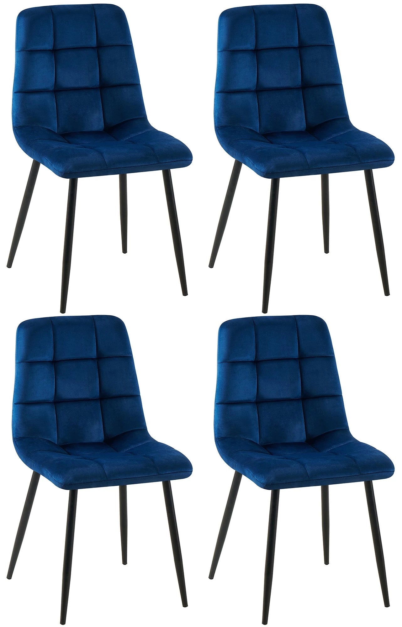 In And OutdoorMatch Eetkamerstoelen Audie - Blauw - Set van 4 - Fluweel - Hoogwaardige bekleding - Luxe eetkamerstoel - Stijlvolle uitstraling Eetkamerstoel