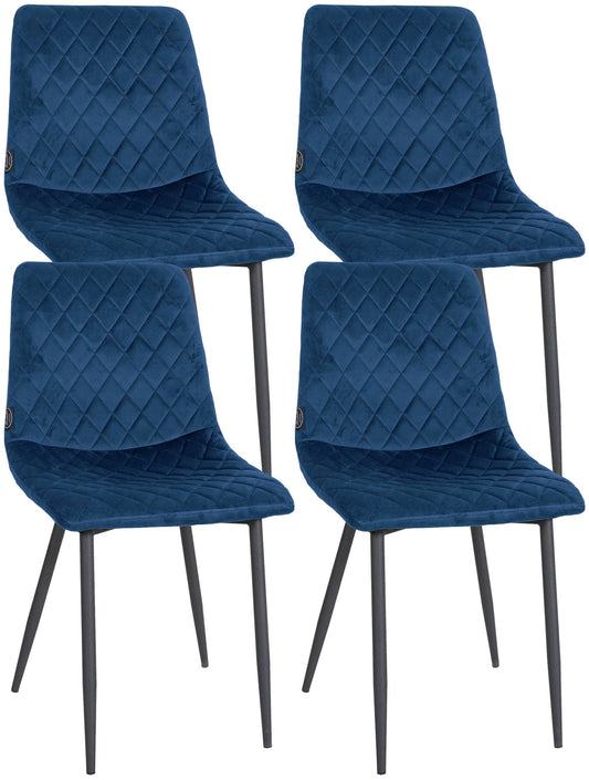 In And OutdoorMatch Eetkamerstoelen Babette - Blauw - Set van 4 - Fluweel - Hoogwaardige bekleding - Exclusieve eetkamerstoelen - Stijlvolle uitstraling Eetkamerstoel