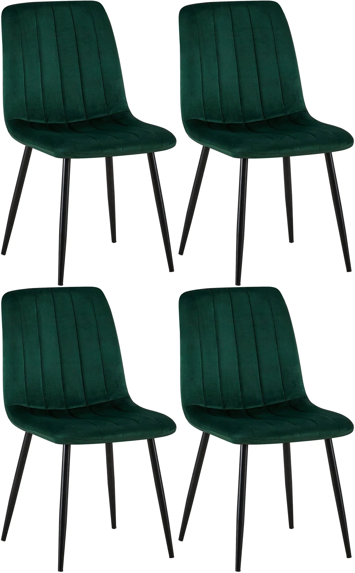 In And OutdoorMatch Eetkamerstoelen Bridgette - Groen - Set van 4 - Fluweel - Hoogwaardige bekleding - Decoratieve eetkamerstoel - Stabiel metalen frame Eetkamerstoel