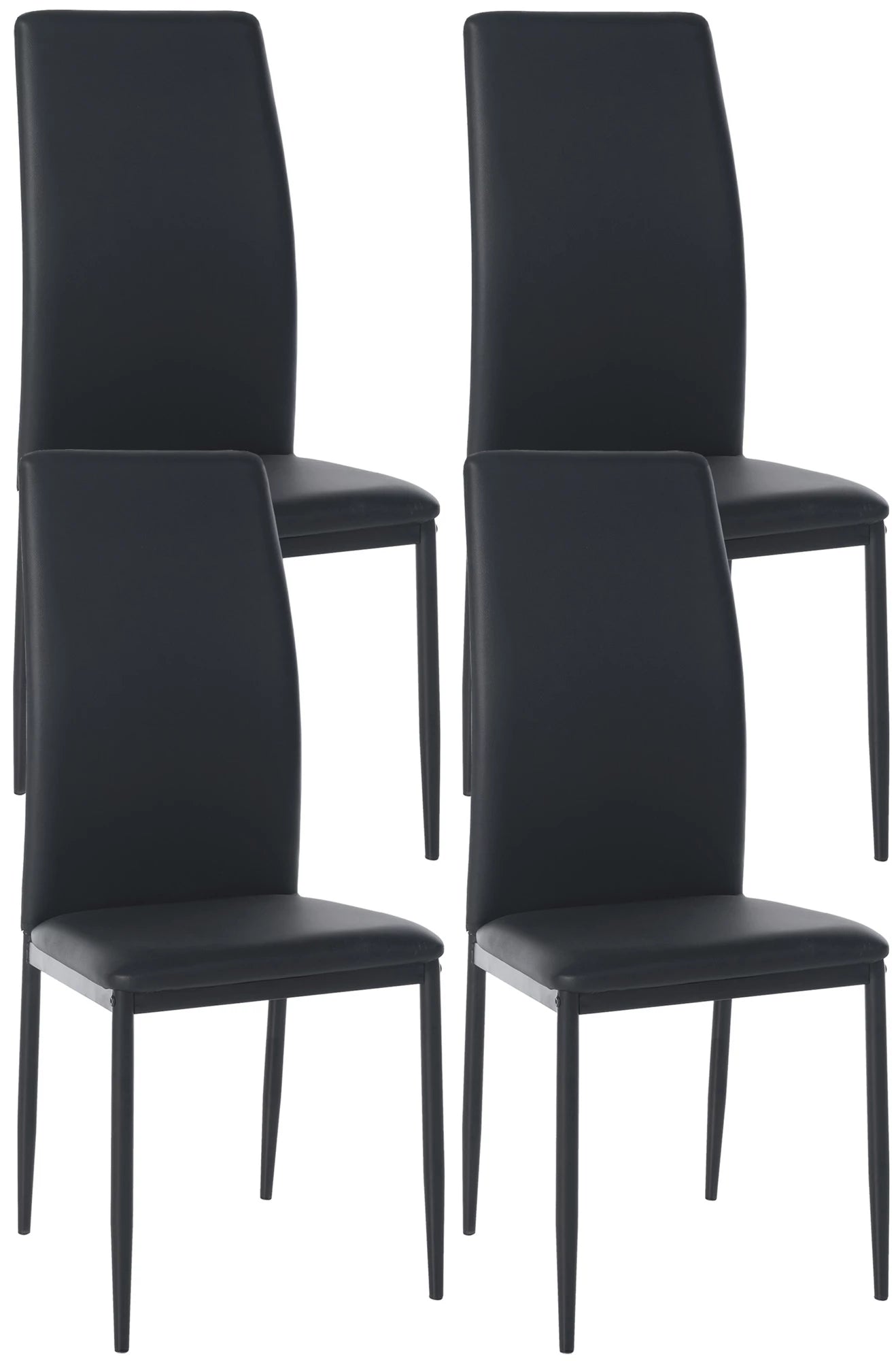 In And OutdoorMatch Eetkamerstoelen Camille - Zwart - Set van 4 - Kunstleer - Hoogwaardige bekleding - Luxe eetkamerstoelen - Moderne uitstraling Eetkamerstoel