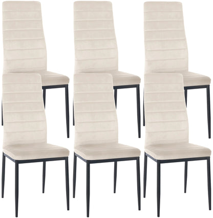 In And OutdoorMatch Eetkamerstoelen Cleve - Crème - Set van 6 - Fluweel - Hoogwaardige bekleding - Luxe eetkamerstoelen - Stijlvolle uitstraling Eetkamerstoel