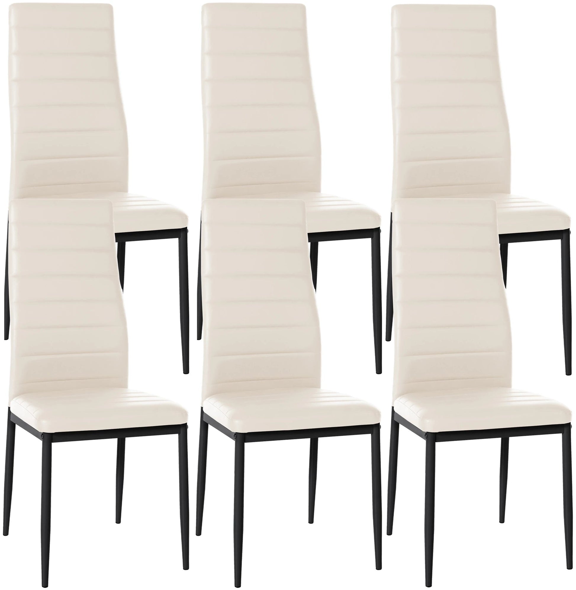 In And OutdoorMatch Eetkamerstoelen Damion - Creme - Set van 6 - Kunstleer - Hoogwaardige bekleding - Luxe eetkamerstoelen - Stijlvolle uitstraling Eetkamerstoel