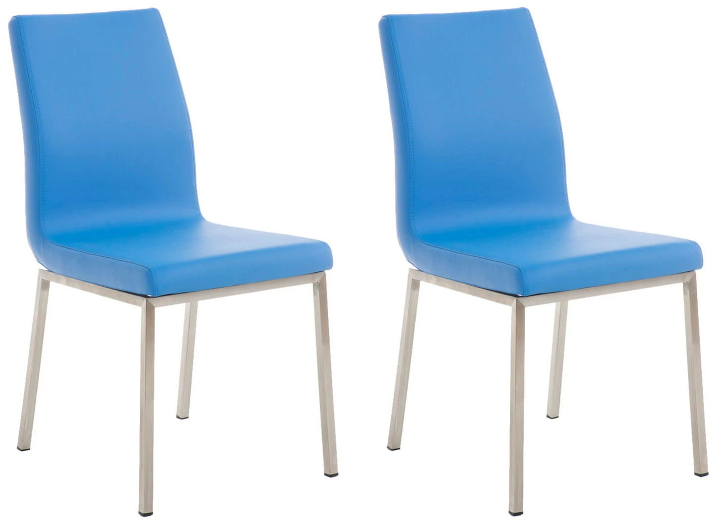 In And OutdoorMatch Eetkamerstoelen Edison - Blauw en Metaal - Set van 2 - Kunstleer - Hoogwaardige bekleding - Klassieke eetkamerstoel - Minimalistische look Eetkamerstoel