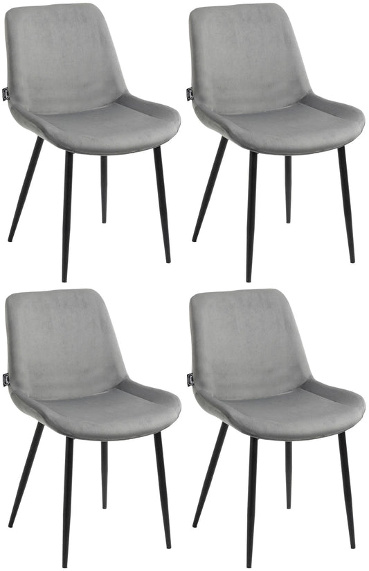 In And OutdoorMatch Eetkamerstoelen Elisa - Grijs - Set van 4 - Fluweel - Hoge kwaliteit bekleding - Stijlvolle eetkamerstoelen - Luxe uitstraling Eetkamerstoel