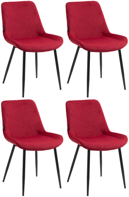 In And OutdoorMatch Eetkamerstoelen Gaby - Rood - Set van 4 - Fluweel - Hoge kwaliteit bekleding - Stijlvolle eetkamerstoelen - Luxe uitstraling Eetkamerstoel