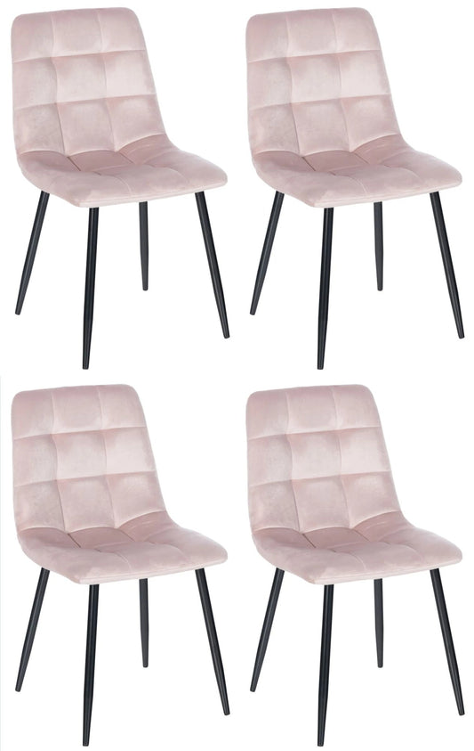 In And OutdoorMatch Eetkamerstoelen Geraldine - Roze - Set van 4 - Fluweel - Hoogwaardige bekleding - Opvallende eetkamerstoel - Gezellige eetkamerstoel - Stijlvolle uitstraling Eetkamerstoel