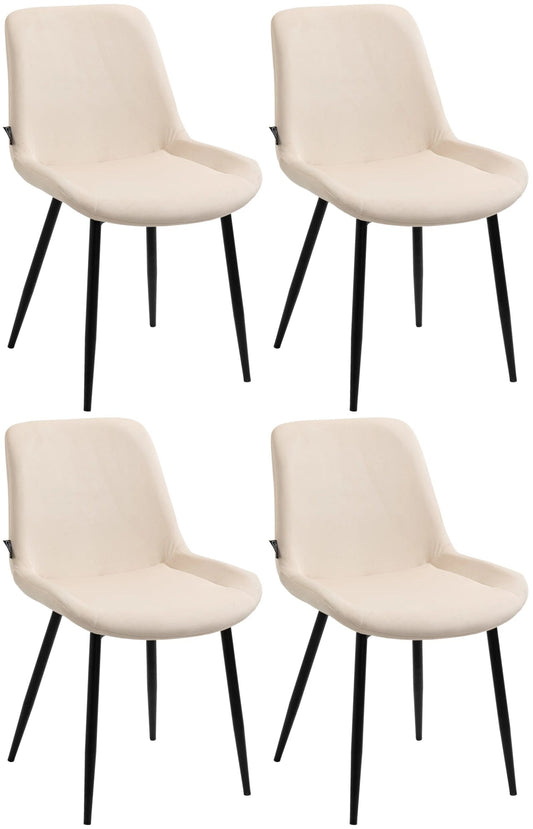 In And OutdoorMatch Eetkamerstoelen Irene - Crème - Set van 4 - Fluweel - Hoogwaardige bekleding - Exclusieve eetkamerstoelen - Stijlvolle uitstraling Eetkamerstoel