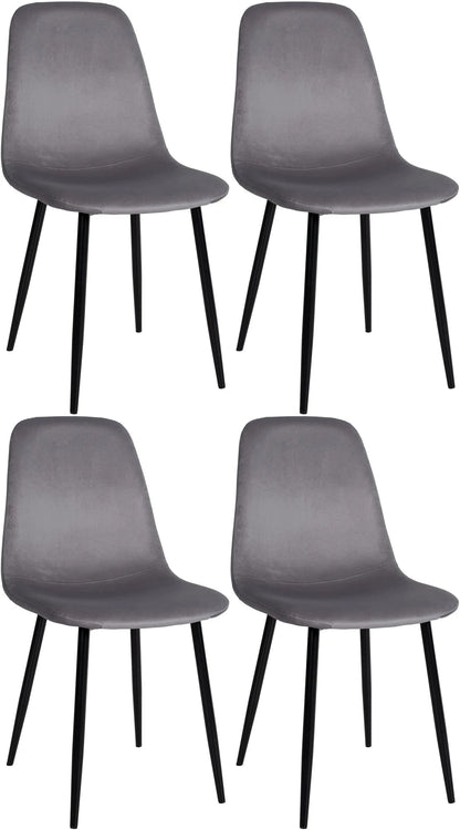 In And OutdoorMatch Eetkamerstoelen Joetta - Grijs - Set van 4 - Fluweel - Hoogwaardige bekleding - Stijlvolle eetkamerstoelen - Luxe uitstraling Eetkamerstoel