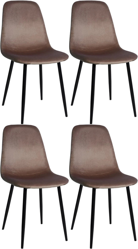 In And OutdoorMatch Eetkamerstoelen Joyce - Bruin - Set van 4 - Fluweel - Hoogwaardige bekleding - Stijlvolle eetkamerstoelen - Luxe uitstraling Eetkamerstoel