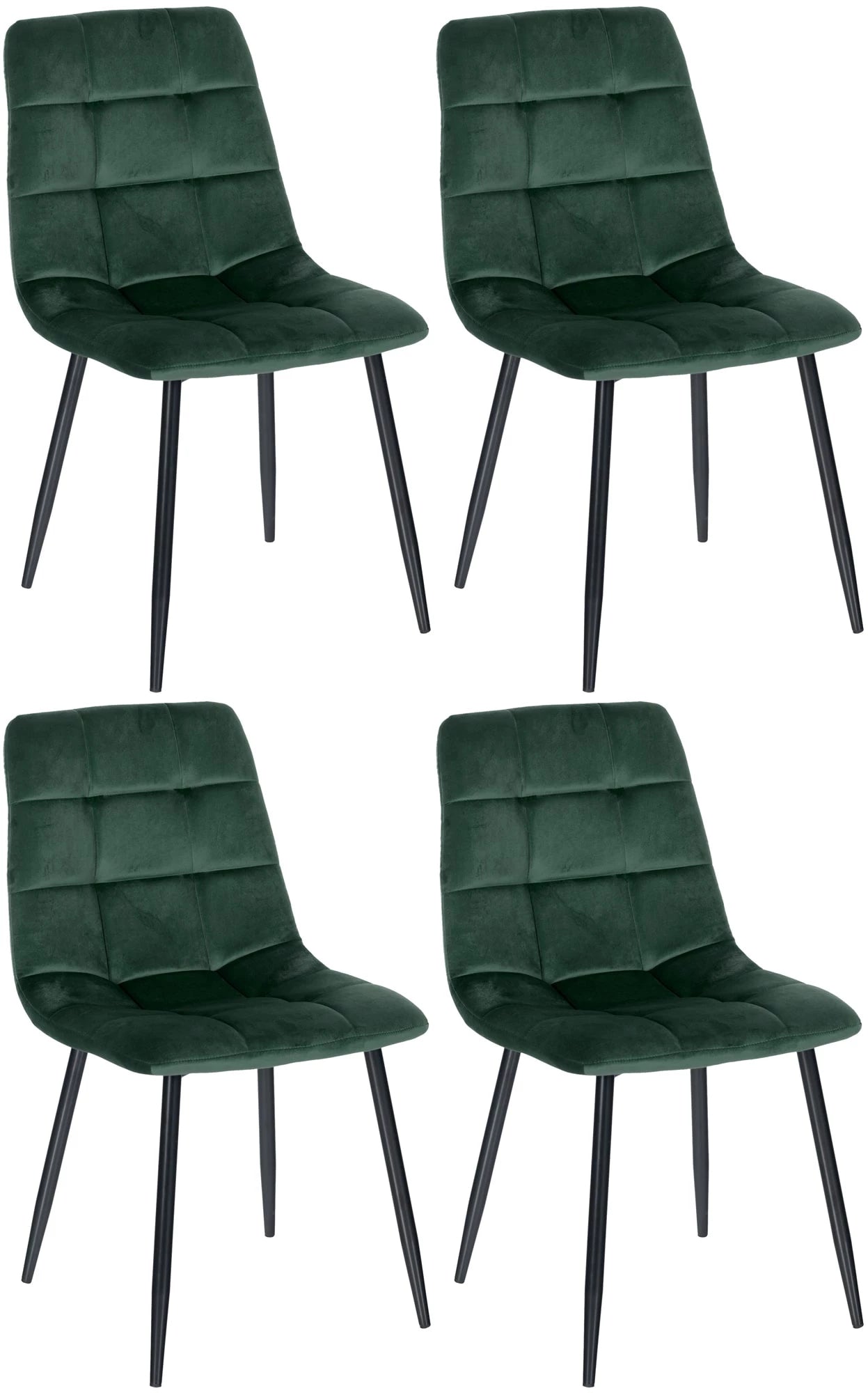 In And OutdoorMatch Eetkamerstoelen Kaeton - Groen - Set van 4 - Fluweel - Hoogwaardige bekleding - Stijlvolle eetkamerstoelen - Luxe uitstraling Eetkamerstoel