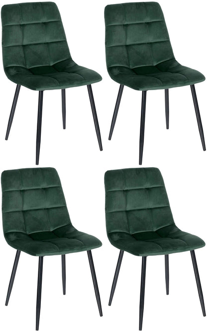 In And OutdoorMatch Eetkamerstoelen Kaeton - Groen - Set van 4 - Fluweel - Hoogwaardige bekleding - Stijlvolle eetkamerstoelen - Luxe uitstraling Eetkamerstoel