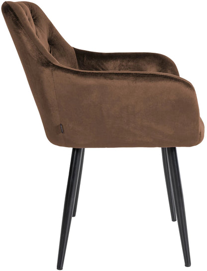 In And OutdoorMatch Eetkamerstoelen Kailee - Bruin - Set van 2 - Fluweel - Hoogwaardige bekleding - Stijlvolle eetkamerstoelen - Luxe uitstraling Eetkamerstoel