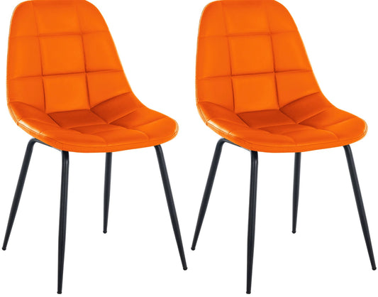 In And OutdoorMatch Eetkamerstoelen Layla - Oranje - Set van 2 - Kunstleer - Hoogwaardige bekleding - Luxe eetkamerstoel - Stijlvolle uitstraling Eetkamerstoel