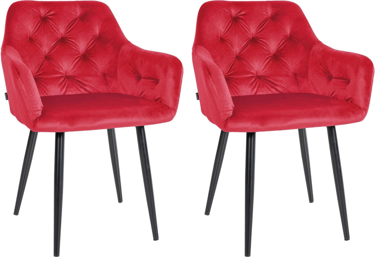 In And OutdoorMatch Eetkamerstoelen Madison - Rood - Set van 2 - Fluweel - Hoogwaardige bekleding - Stijlvolle eetkamerstoelen - Luxe uitstraling Eetkamerstoel