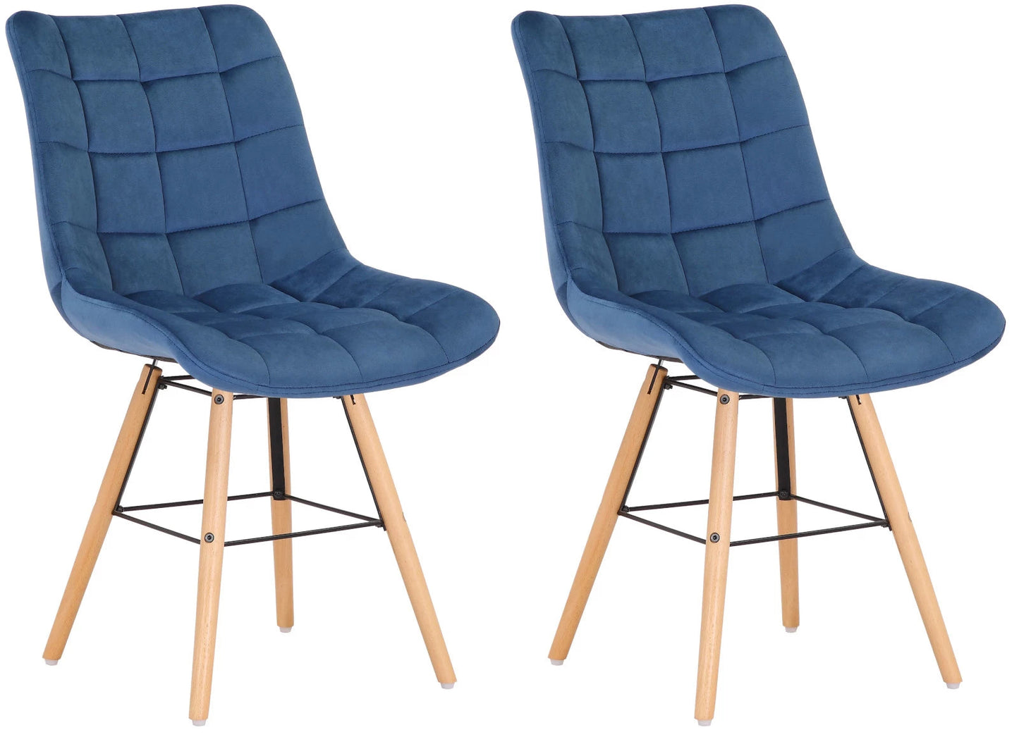 In And OutdoorMatch Eetkamerstoelen Netta - Blauw - Set van 2 - Fluweel - Hoogwaardige bekleding - Stijlvolle eetkamerstoelen - Luxe uitstraling Eetkamerstoel