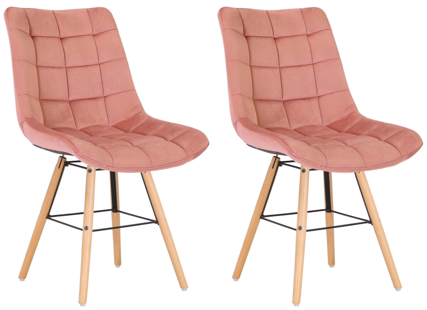 In And OutdoorMatch Eetkamerstoelen Rudolph - Roze - Set van 2 - Fluweel - Hoogwaardige bekleding - Stijlvolle eetkamerstoelen - Luxe uitstraling Eetkamerstoel