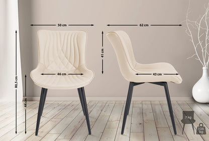 In And OutdoorMatch Eetkamerstoelen Salena - Crème - Set van 2 - Kunstleer - Hoogwaardige bekleding - Stijlvolle eetkamerstoelen - Luxe uitstraling Eetkamerstoel