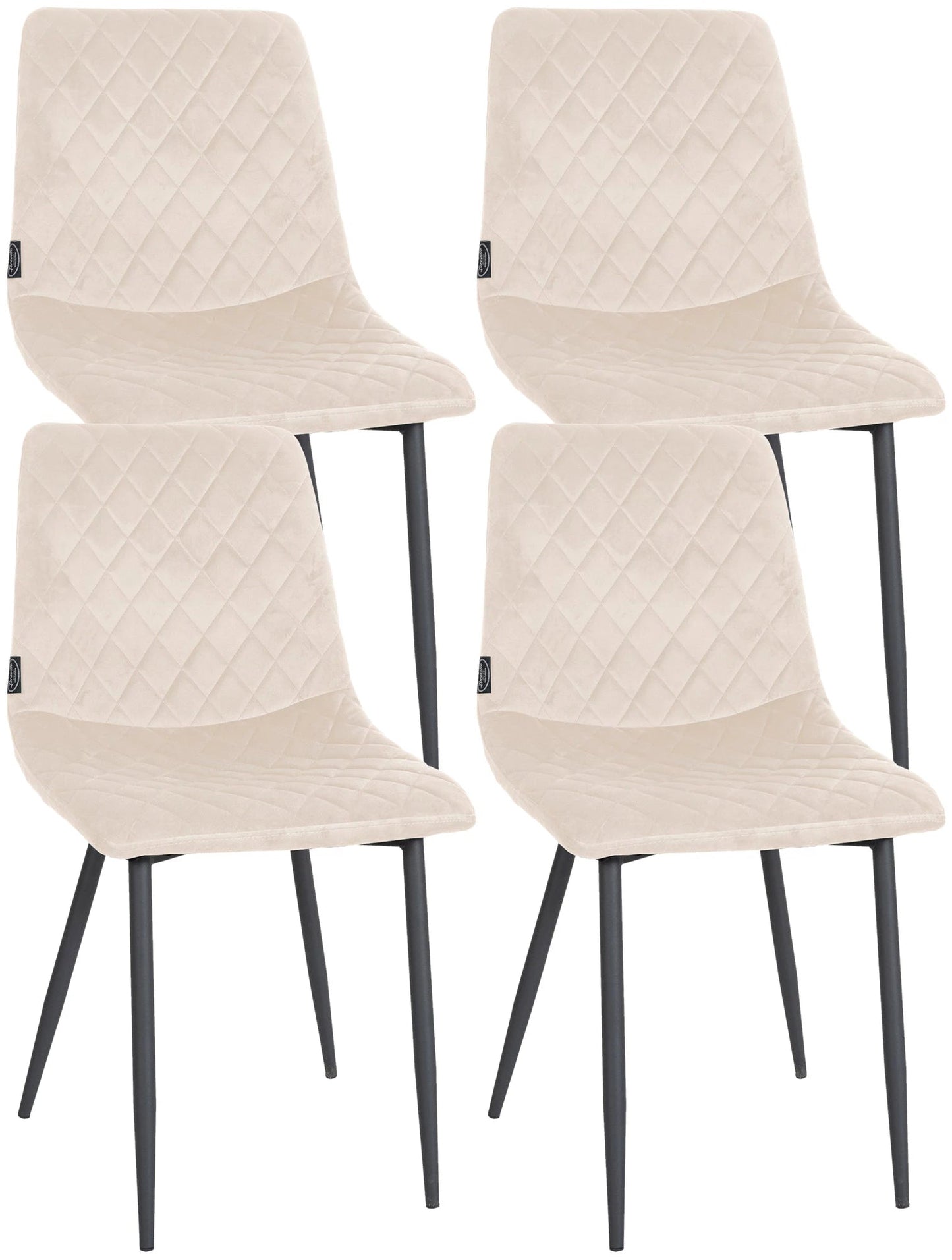 In And OutdoorMatch Eetkamerstoelen Sera - Crème - Set van 4 - Fluweel - Hoogwaardige bekleding - Luxe eetkamerstoelen - Stijlvolle uitstraling Eetkamerstoel