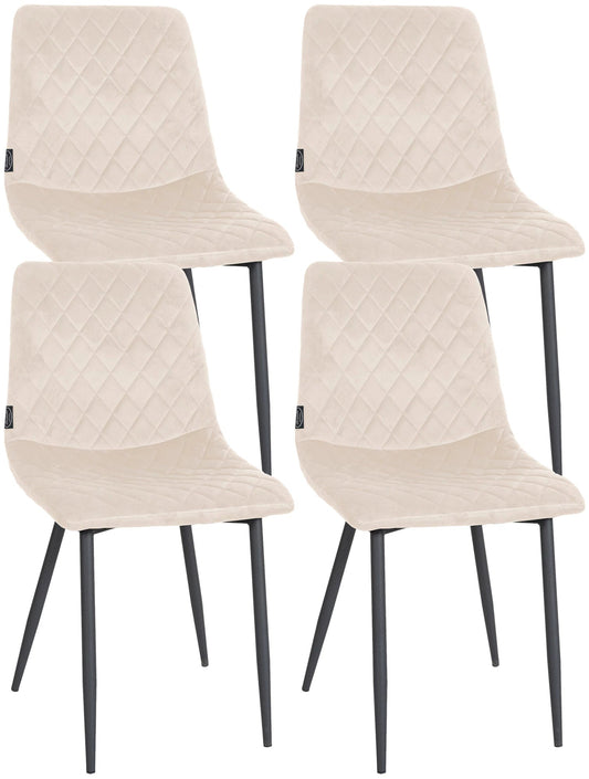 In And OutdoorMatch Eetkamerstoelen Sera - Crème - Set van 4 - Fluweel - Hoogwaardige bekleding - Luxe eetkamerstoelen - Stijlvolle uitstraling Eetkamerstoel