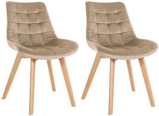 In And OutdoorMatch Eetkamerstoelen Tammie - Beige - Set van 2 - Fluweel - Hoge kwaliteit bekleding - Deluxe Eetkamerstoelen - Exclusieve Look Eetkamerstoel