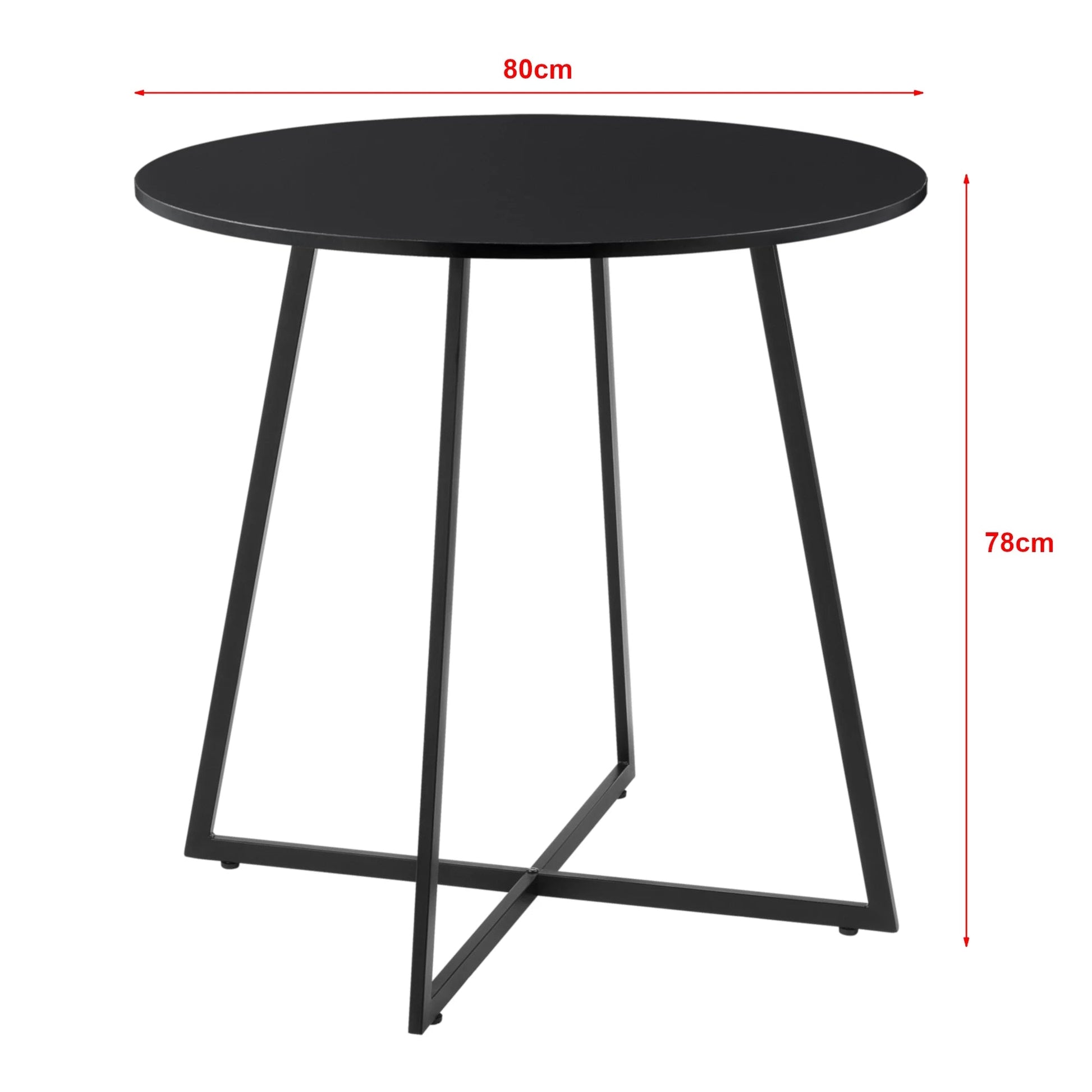 In And OutdoorMatch Eettafel Blaze - Rond - 78x80 cm - Zwart - MDF en Staal - Modern Design Eettafel/ Eetkamertafel