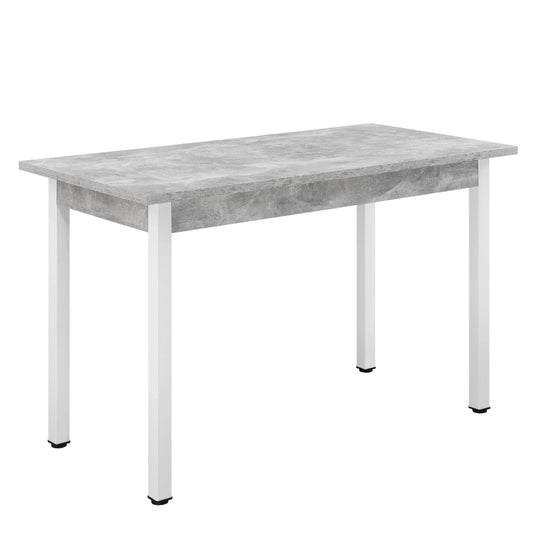 In And OutdoorMatch Eettafel Brianne - 120x60x75 cm - Betonkleurig en Wit - MDF - Stijlvol Design Eettafel/ Eetkamertafel