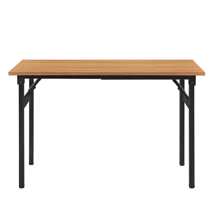 In And OutdoorMatch Eettafel Damon - Bureau - 120x60x75 - 76,4 cm - Opvouwbaar - Verstelbaar - Beuken en Zwart - Modern Design Eettafel/ Eetkamertafel